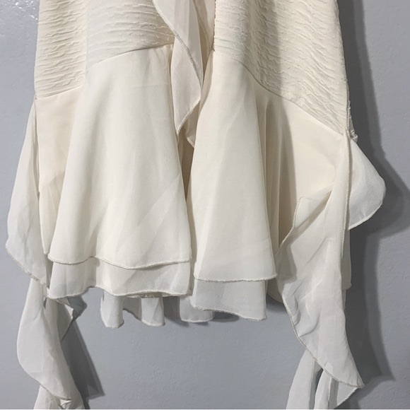 🛍️ MICAS Halter-back Cascading Ruffles Mini Ivory Dress - Size L - Picture 7 of 13